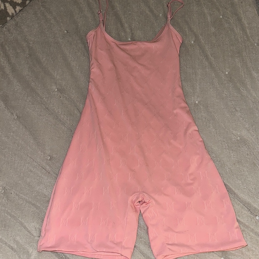 MESHKI pink monogramed romper